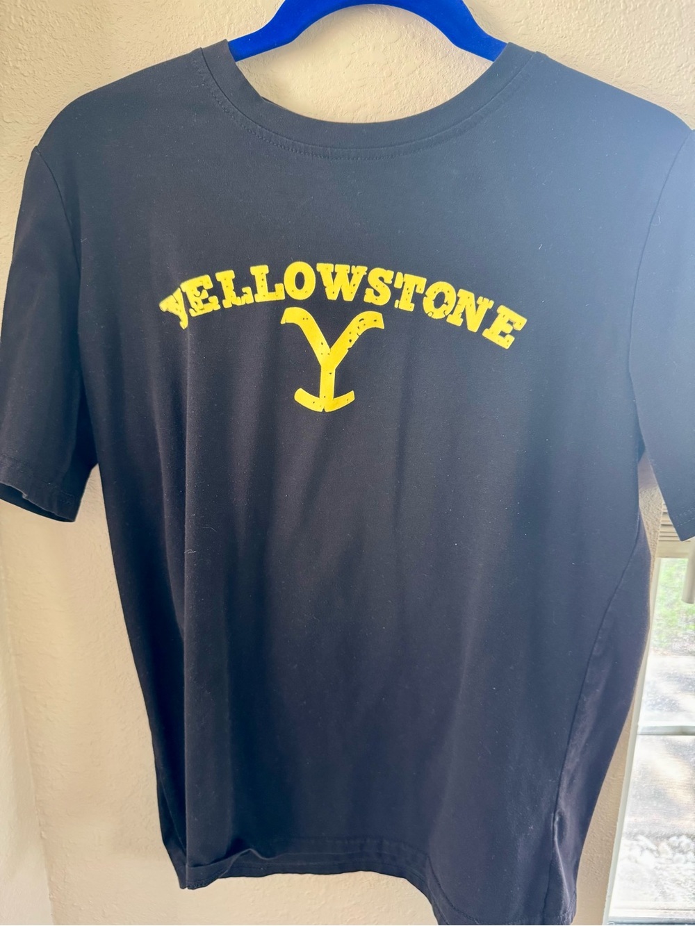 Yellowstone Black Tee with Bold Yellow Logo Size Medium